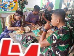 Berbaur Bersama Warga, Satgas TMMD Ke -127 Kodim 0311/ Pessel Makan Bersama.